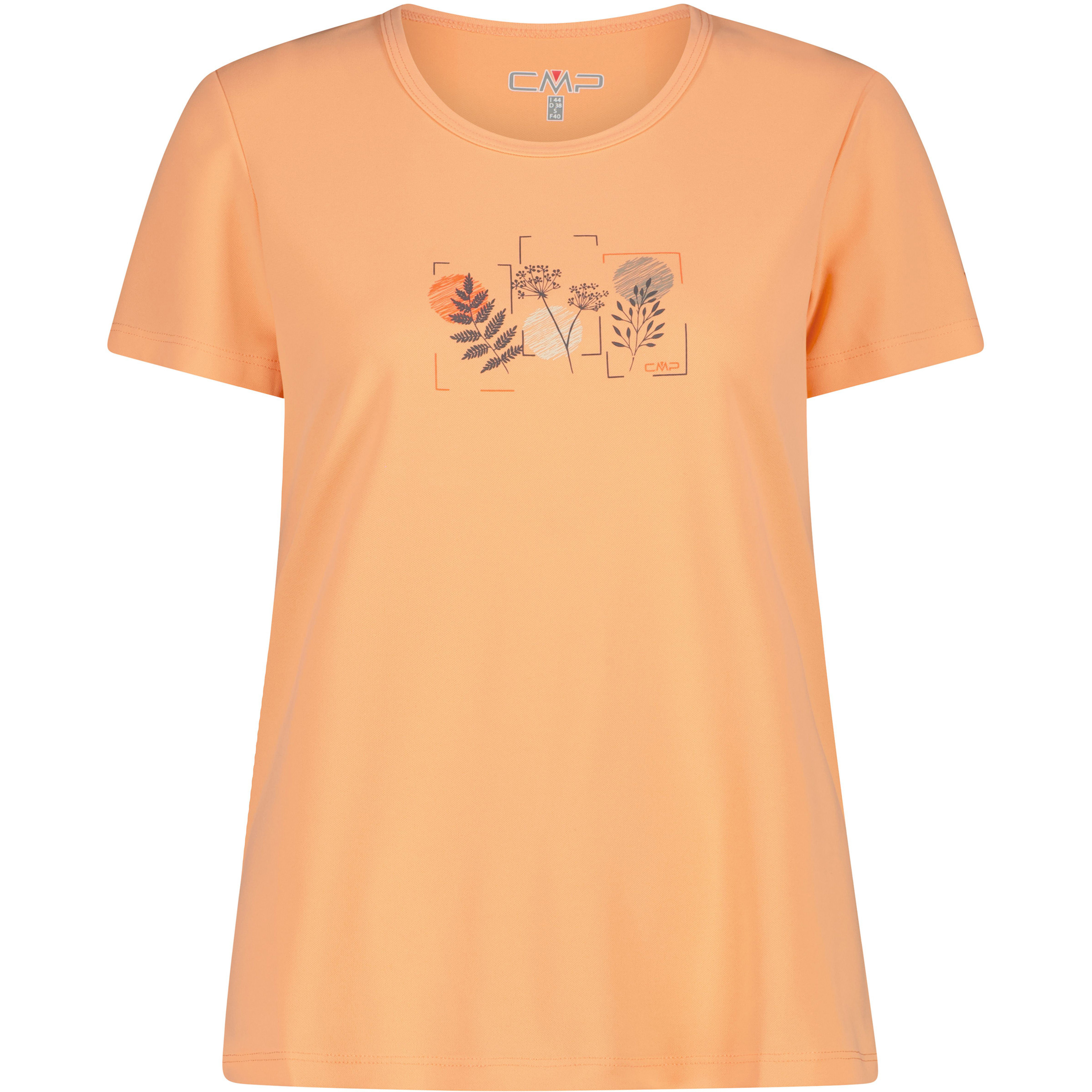 CMP Print Damen T-Shirts orange Größe XXS Trekking Geruchsneutralisierend