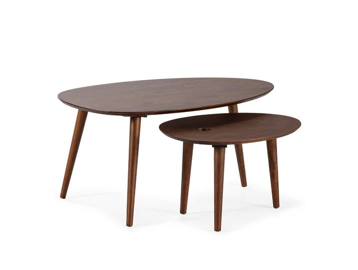VS Venta-stock Beistelltischset Eclipse Walnussfarbe, Wildeiche, Holz, 100x60x45 cm, Wohnzimmer, Wohnzimmertische, Couchtische