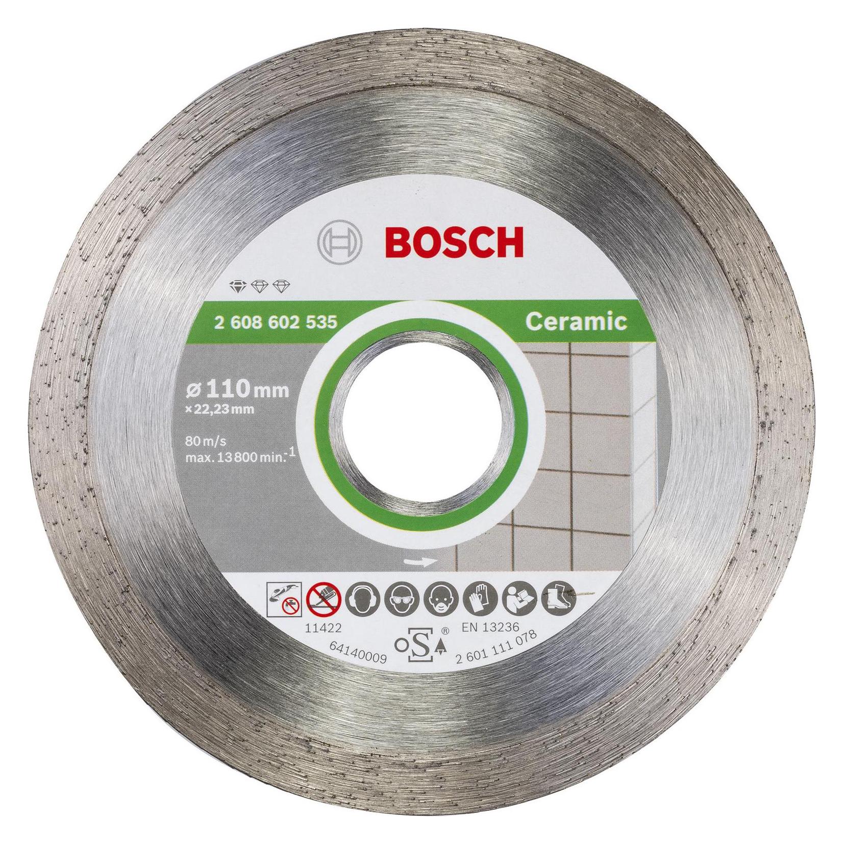 Bosch Professional Zubehör Diamanttrennscheibe Standard for Ceramic, 110 x 22,23 x 1,6 x 7,5 mm (2608602535)