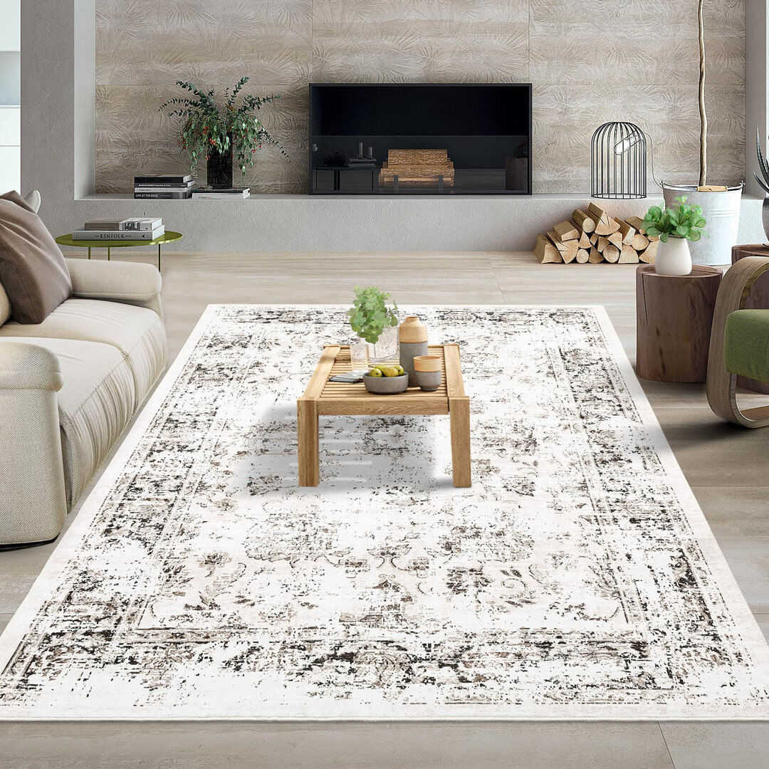 George Oliver Rectangle Abstract Area Rug Beige Rectangle 240 x 340 cm