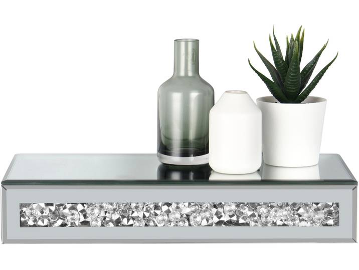 Wandregal MIRRORS AND MORE Glitty , silber (glitzer), B:30cm H:5,5cm T:15cm, Glas, Regale, Wandregal, Dekoratives Regal