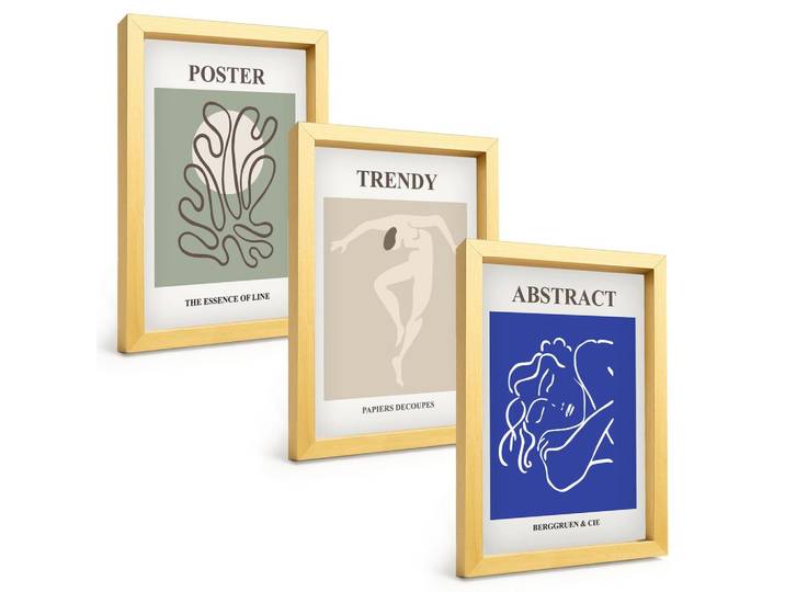 BILDER SET 3er Set - 20x30 cm Goldrahmen - Henri Matisse Pastellgrafiken