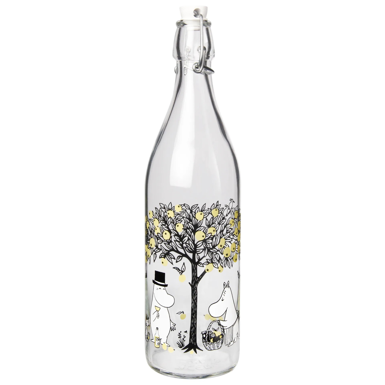 Muurla Moomin glazen fles 1 l met appelmotief