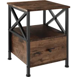 tectake Nachttisch Falkirk 40x41,5x55,5cm  Industrial Holz Dunkel, Rustikal