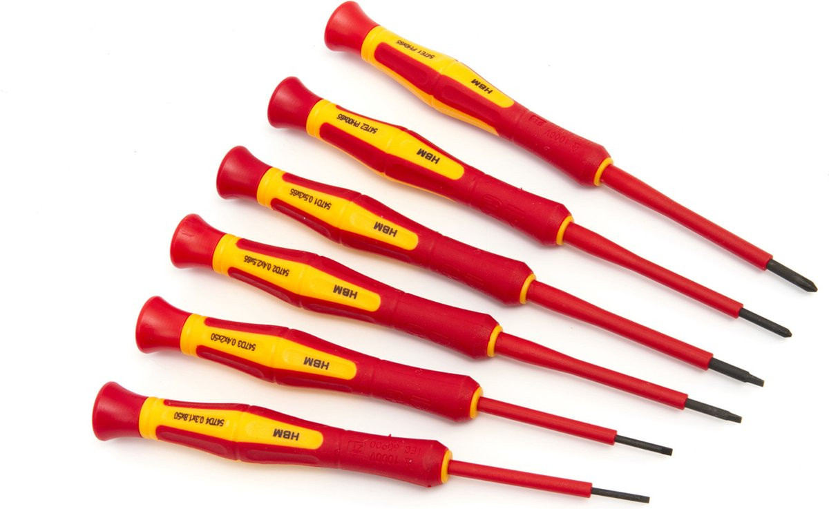 HBM Professionele 6-delige VDE Precisie Schroevendraaierset - Rood