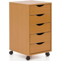 FineBuy, Rollcontainer, Rollcontainer Holz furniert Buche (38 x 33 x 64 cm)