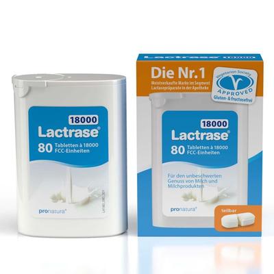 Lactrase 18.000 FCC Tabletten teilbar im Spender 80 St