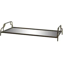 Chic Antique Spiegeltablett mit Henkel, H8/L39,5/B20,5 cm, antik messing