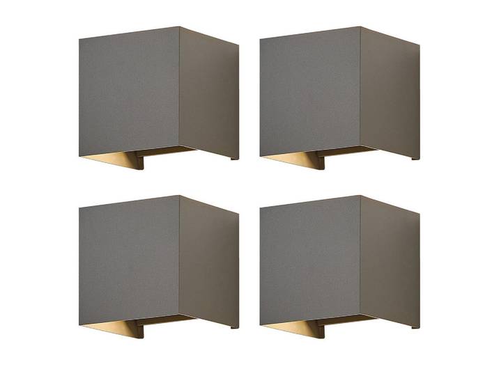 ZMH Led-Wandleuchte Glow 10/10/10 cm, Grau, Metall, LED integrated, 10x10x10 cm, Lampen & Leuchten, LED Beleuchtung, LED-Wandleuchten