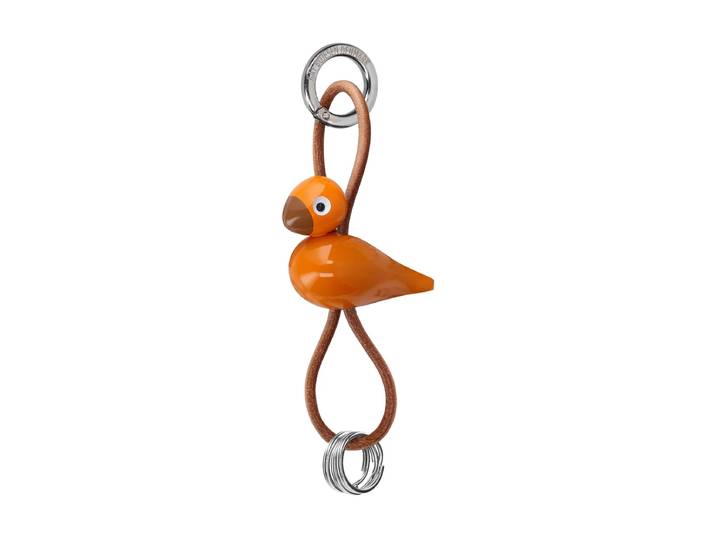 Kay Bojesen - Vogel Schlüsselanhänger, Metall, Naturleder orange