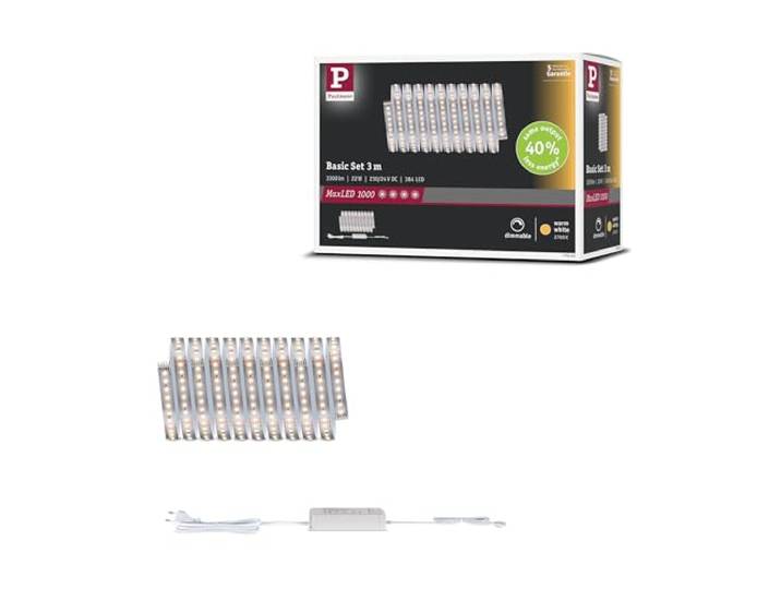 Paulmann MaxLED 1000 Basis-Set 3m Warmweiß 2700K 22W Silber