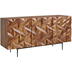 SIDEBOARD – Massivholz/Metall, 144x72x47 cm, 3 Türen, modern