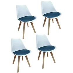 HTI-Living Stuhl Atlanta Weiß, Velvet Blau