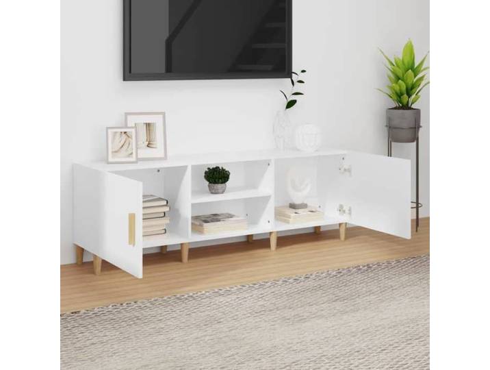 Printemps 2026 Soldes Armoire TV/TABLE TV - Blanc - NEUF - Meuble TV Blanc 150x30x50 cm Bois d'ingénierie 2_519511