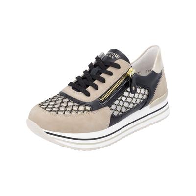 Schnürschuh REMONTE "Remonte Halbschuh Synthetik/Textil", Damen, Gr. 41, braun (schwarz, gold), Synthetik, Textil, Schuhe Schnürschuh