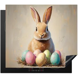 HERDABDECKPLATTE Osterhase - Pastell - Eier Abdeckung Glaskeramikkochfeld 59x51 cm