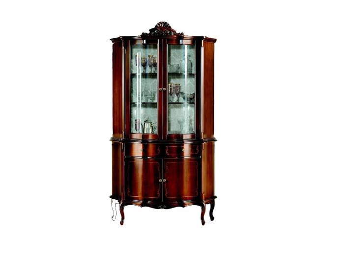 Xlmoebel Vitrine Luxuriöser Barock-Stil Schrank aus italienischem Holz in Braun (1-St., Vitrine-6128) Hergestellt in Europa