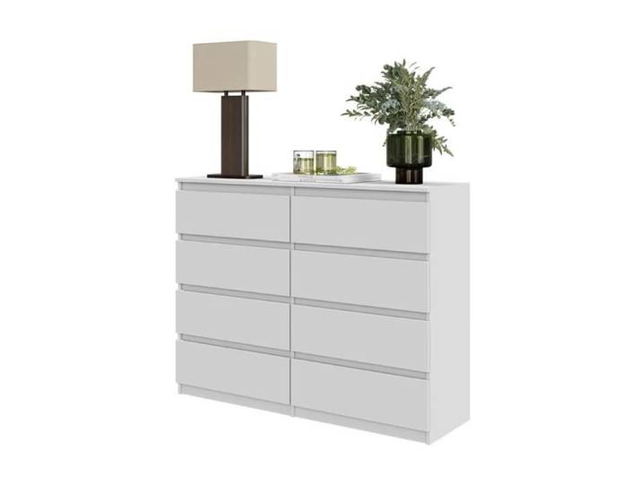Commode GABRIEL – 8 tiroirs – Buffet de chevet 92 x 120 x 33 cm (Blanc)