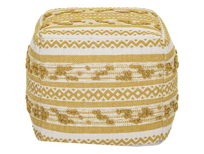 Hocker Eskandar Offwhite, Senfgelb Baumwolle B 45 H 40 cm - Hocker