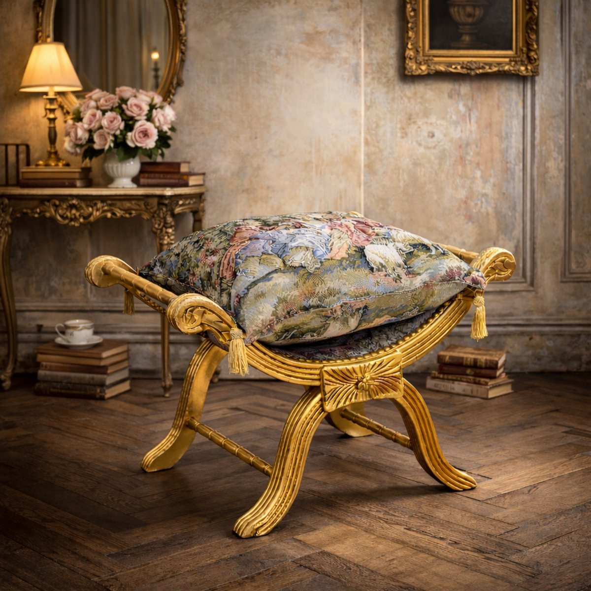 Megabarok Hocker Goud Gobelin