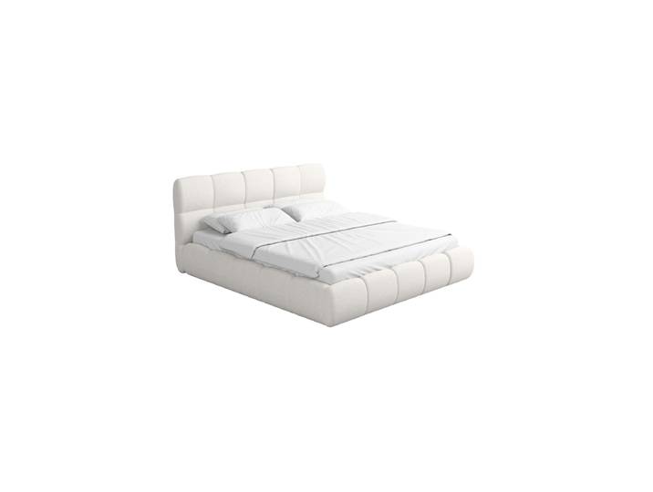 Design Polsterbett „Isola“ mit Ablagefach, Bouclé Weiss BLOOMINGLOFT Collection
