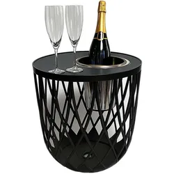 COOTAB Cooler Table, Couchtisch + Beistelltisch, Dubai Beistelltisch mit Edelstahl-Weinkühler (45 x 45 cm)