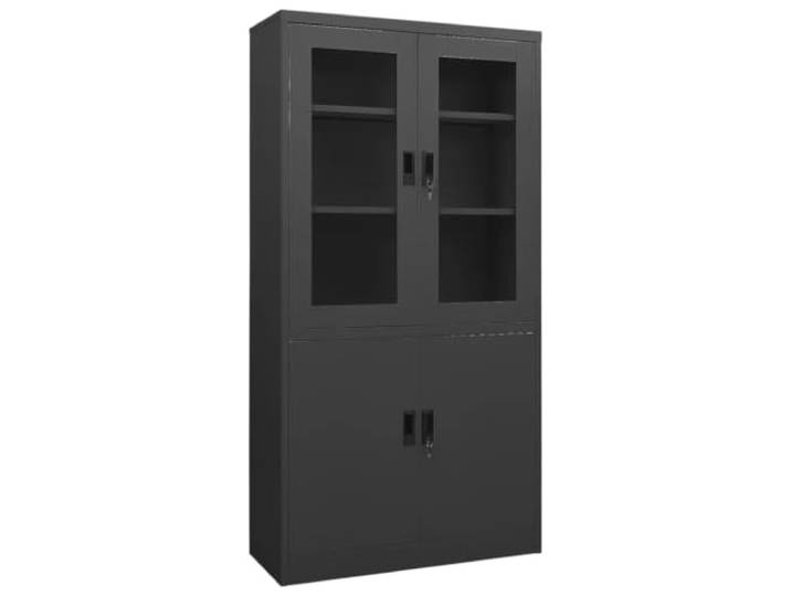 Helloshop26 Büroschrank typisches Design mit 3 verstellbaren Einlegeböden, 90 x 40 x 180 cm, Stahl, Anthrazit 02_0046809