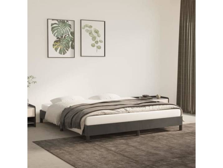 GOTOTOP Cadre de lit Gris foncé 160 x 200 cm Velours Haute Qualité zhuoshop