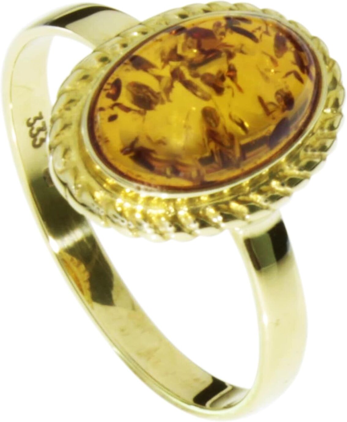 Fingerring OSTSEE-SCHMUCK "- Julie - Gold 333/000 - Bernstein" Gr. 52, gold (gold 333, goldfarben, gelb), Fingerringe, Damen, 52, Fingerring