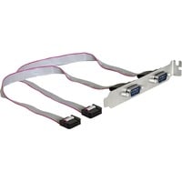 Slotblende 2x Seriell 9 Pin Header > 2x Seriell 9 Pin Stecker grau, 27cm Kabel