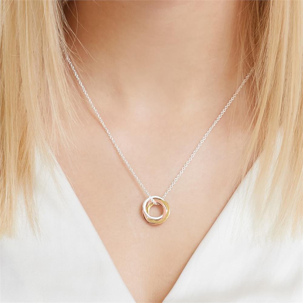 Unique Kette Anhänger 925er Silber hochglanzpoliert Tricolor tricolor