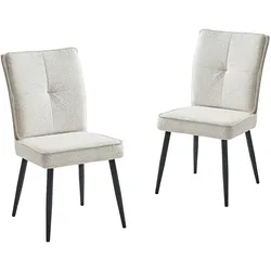 STILVORA 2er-Set Esszimmerstühle Chenille cremeweiß mit Metallbeinen, gepolstert