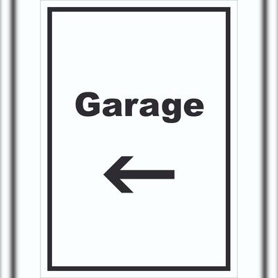 HB-Druck Garage Schild mit Text und Richtungspfeil links Auto Stellplatz hochkant A0 (841x1189mm)