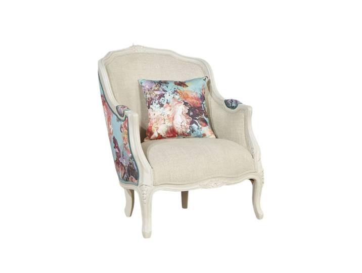 Fauteuil bergère en lin et tissu lin