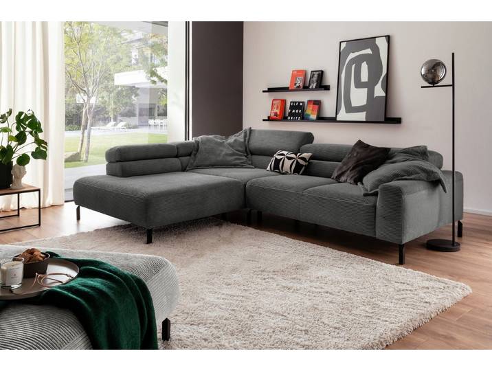 KAWOLA Ecksofa DELIA, L-Form rechts oder links, mit oder ohne Sitzvorzug, Cord