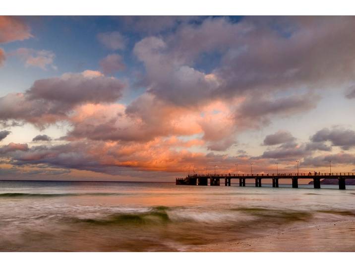 Fototapete PAPERMOON Porto Santo Pier Sonnenuntergang , bunt, B:3,5m L:2,6m, Vlies, Tapeten, Fototapete