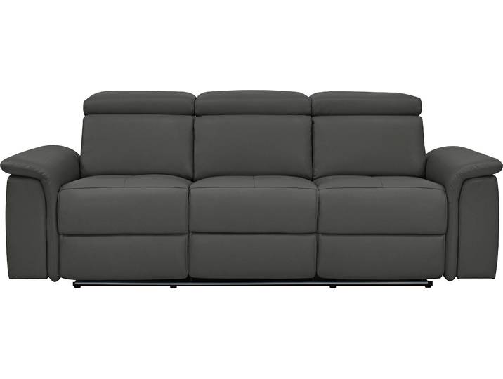 3-Sitzer Sofa, Kunstleder, Schwarz, 229×142 cm, Manuelle & Elektrische Relaxfunktion, Modern