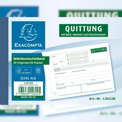 Exacompta 12622B 10x Quittung A6 m MWSt Nachweis 50x2Bl - Motiv