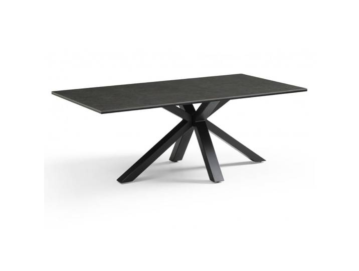 Table basse 120x60 cm céramique gris foncé pied croix