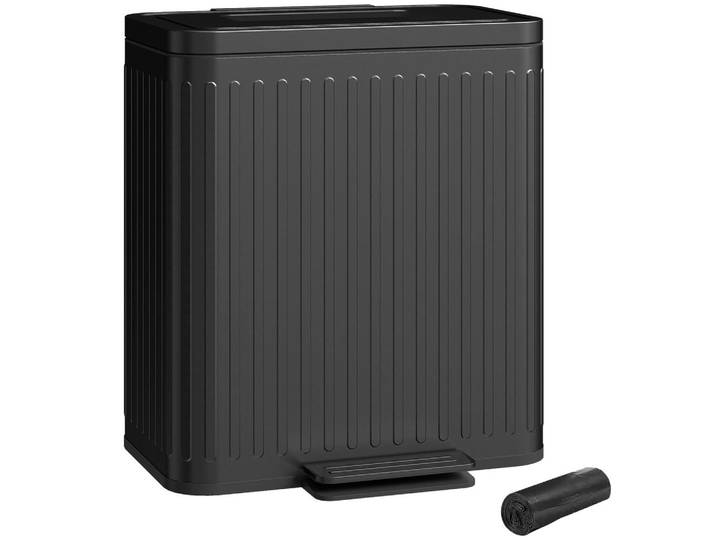 ComfortXL Mülleimer De-17664 2x20L Doppelkammer mit Fußpedal Schwarz, Metall, 36.5x51x45.5 cm, Haushalt & Reinigung, Reinigung, Mülleimer & Abfallsammler