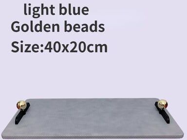 Inspire Daily Merch Living Room Ornaments Leather Storage Tray Rectangular Makeup Jewelry Tray For Bedroom Coffee Table blue Golden Beads