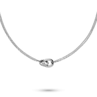 Kette mit Anhänger S.OLIVER "Schmuck Geschenk Edelstahl Halskette The Daily Spark", edelstahlfarben, kristallweiß, Halsketten, Damen, Edelstahl, L: 50 B: 1,5mm, mit Zirkonia (synth.), B:1,5mm