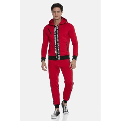 Trainingsanzug CIPO & BAXX "Trainingsanzug", Herren, Gr. XXL, rot, 72% Baumwolle, 22% Polyester, 6% Elasthan, unifarben, regular fit, Sportanzüge Trainingsanzug, mit kontrastierenden Bündchen, CLR131