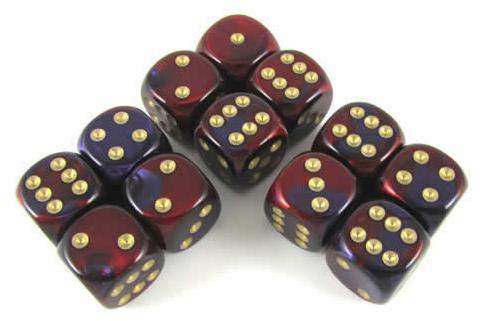 Chessex 26626 Set dobbelstenen Paars en Rood 16 mm