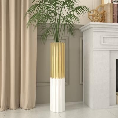 Acroma Modern Glam Handmade Ceramic Floor Vase Gold/ White