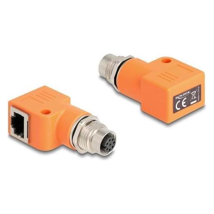 Delock M12 Adapter A-kodiert 8 Pin Buchse zu RJ45 Buchse Cat (RJ45, RJ45 (1x)) (60668)