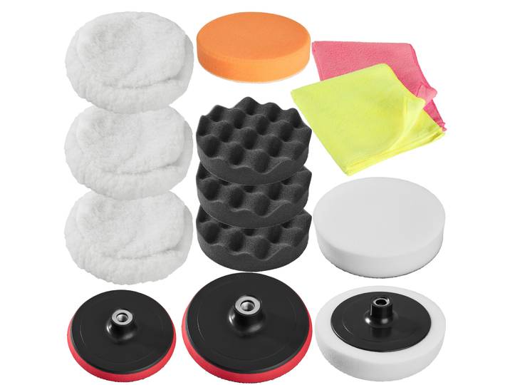 Polierschwamm-Set inkl. 3 Polierteller 13-tlg - bunt