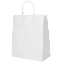 Papstar Tragetaschen, Papier 28 x 22 x 10 cm weiß mit gedrehtem Tragegriff 10 x 25 Stück