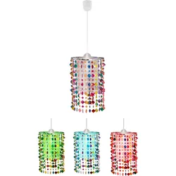 Hängelampe Pendelleuchte Kinderzimmer Wohnraum bunt Fernbedienung RGB LED, Metall Textil, 1x RGB LED warmweiß, DxH 22,5x136 cm