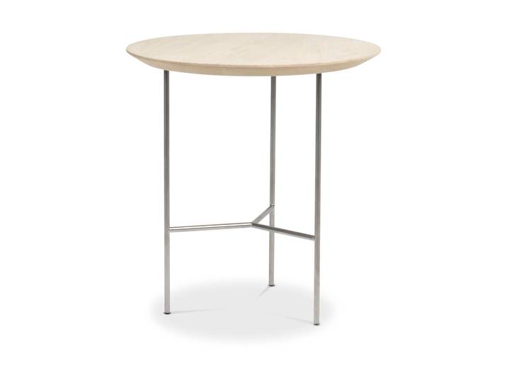 Mavis Tribeca Beistelltisch Eiche natur, satiniertes Chromgestell, Ø47 cm